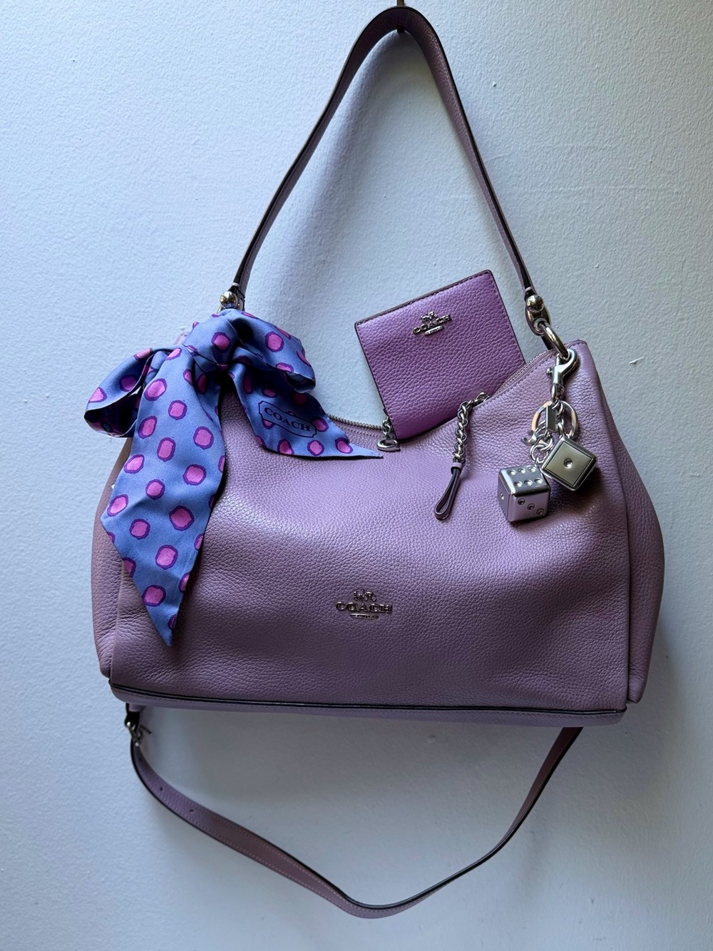 Coach Clarkson Hobo + Wallet 24947 Leather Shoulder Bag Crossbody Lilac
